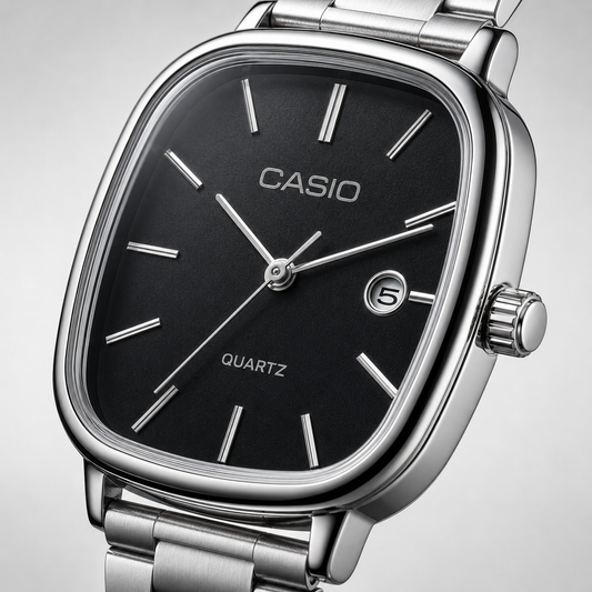 Casio Cushion Silver – Cadran Noir