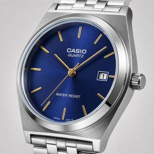 Casio Quartz Blue Dial – Acier Argenté