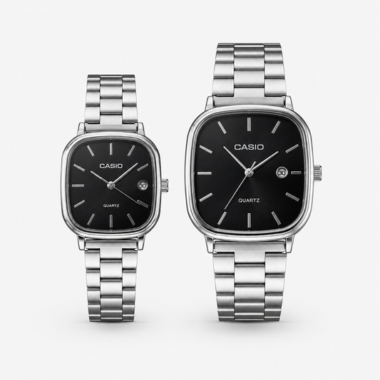 Casio Couple Set – Black & Silver