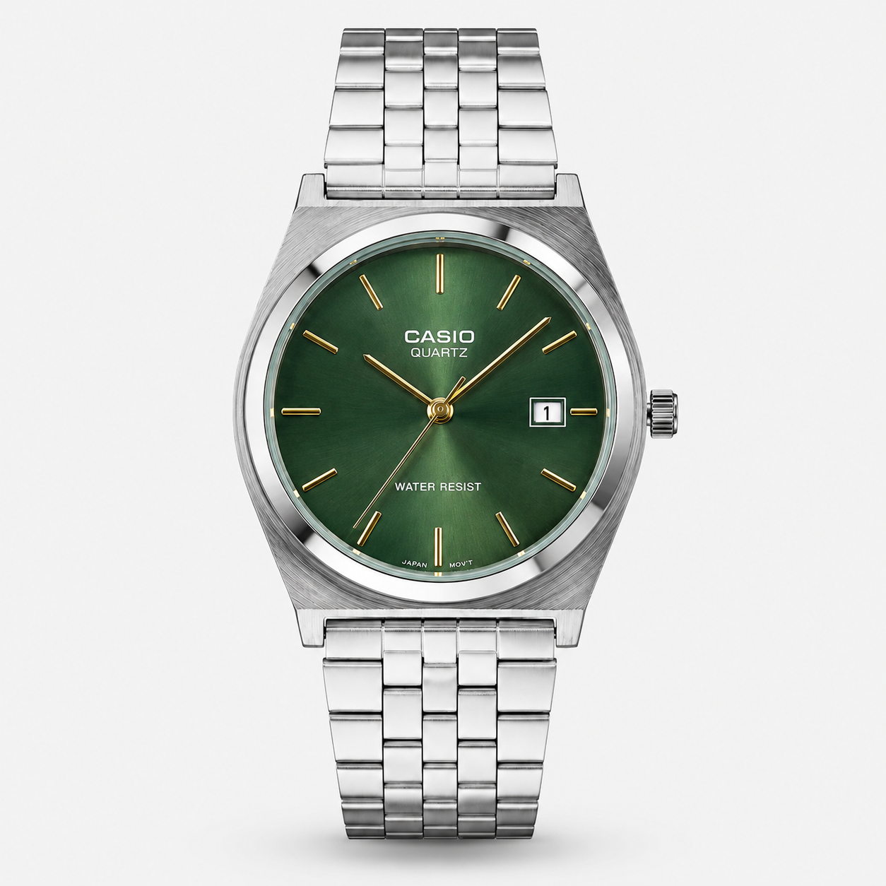 Casio Quartz Green Dial – Acier Argenté