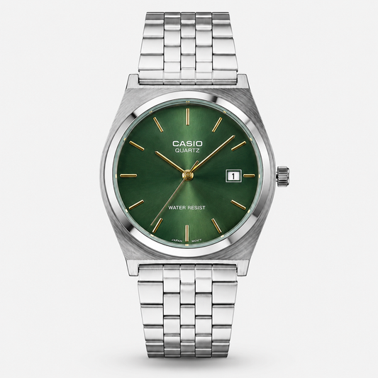 Casio Quartz Green Dial – Acier Argenté